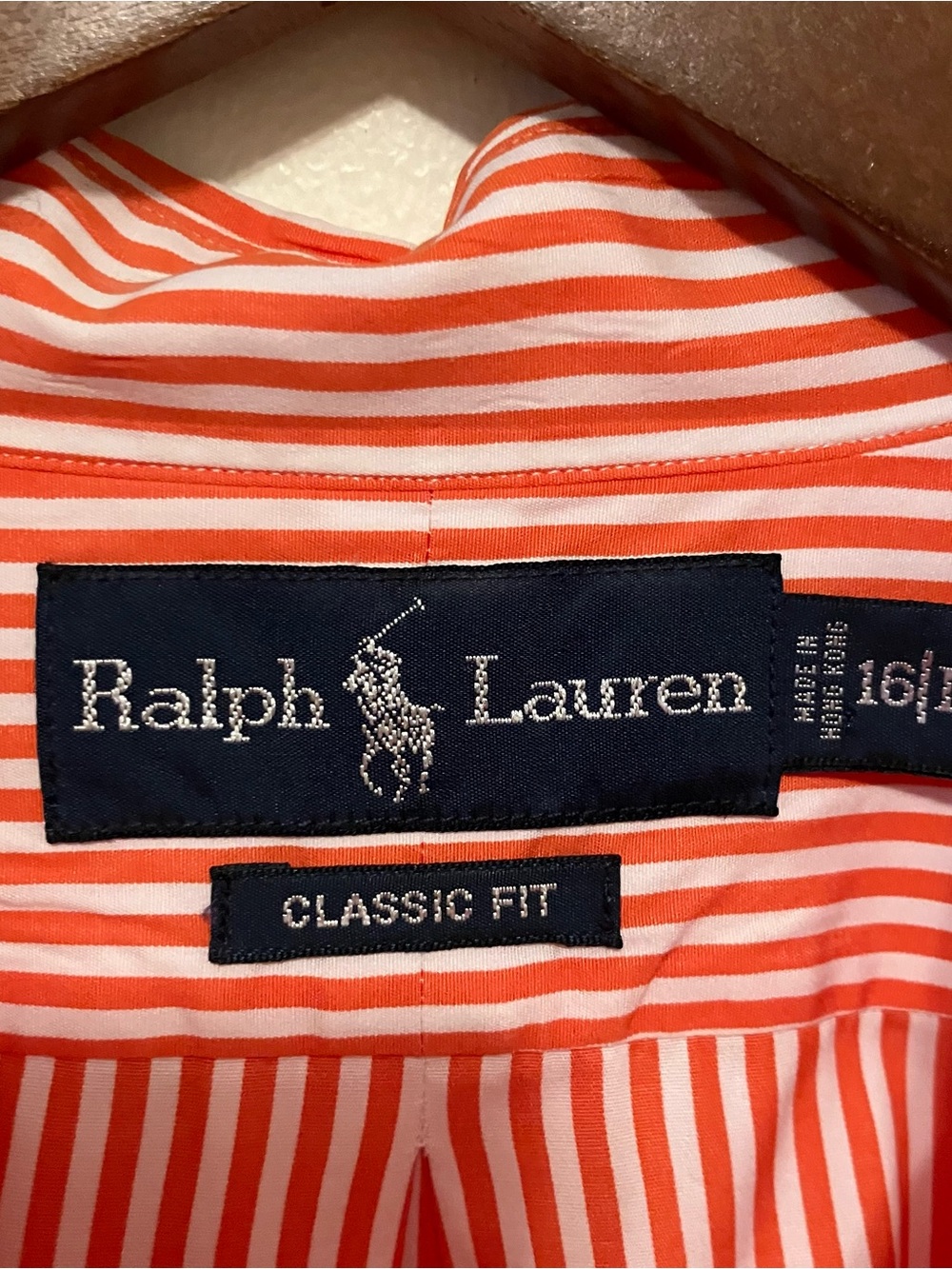 Men’s Ralph Lauren Classic Fit Orange Striped Button Down L Preppy Office - Picture 4 of 6